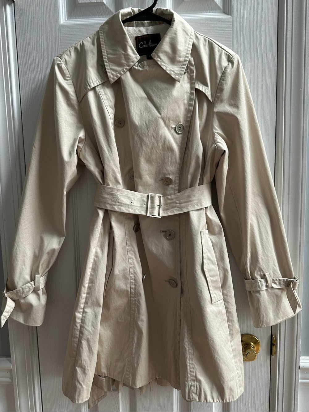 Cole Haan Signature Womens Belted Trench Coat Khaki Brown Size 12